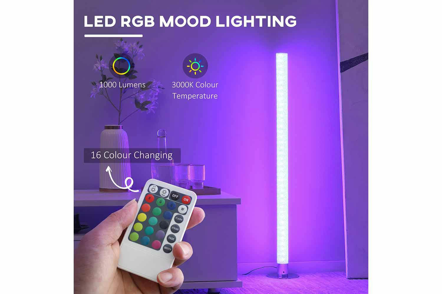 Homcom | LED Corner Floor Lamp | Clear-3