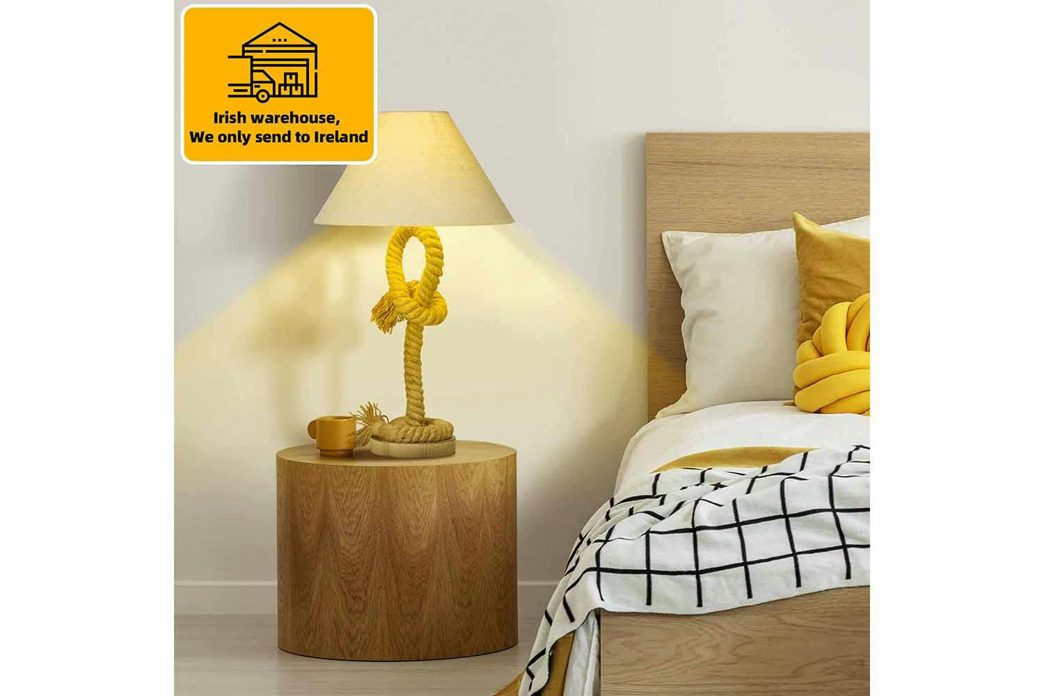 Homcom | Wood Based Table Lamp | Brown/White-2