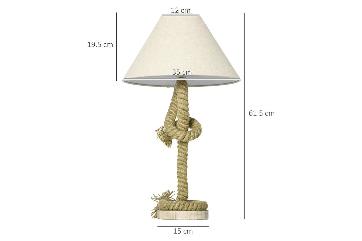 Homcom | Wood Based Table Lamp | Brown/White-7