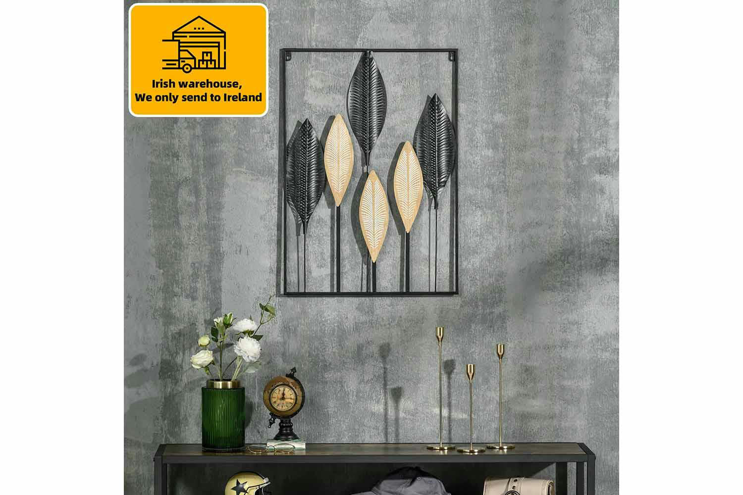 Homcom | 3D Metal Wall Art | Black/Beige | 50 x 70 cm-2