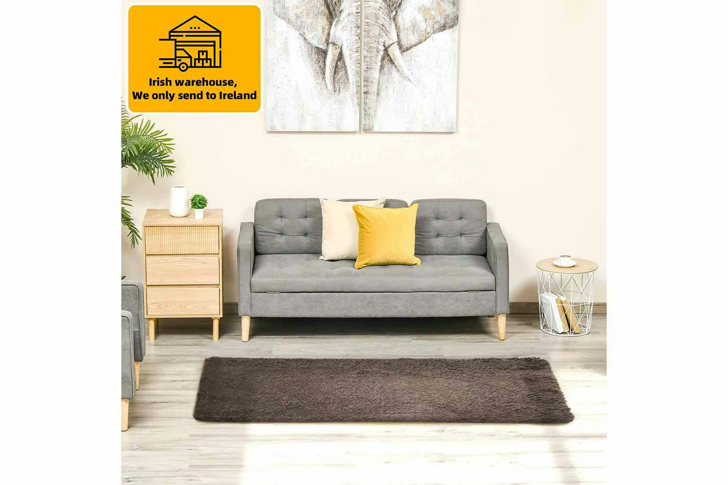 Homcom | Dining Room Fluffy Rug | Brown | 120 x 200 cm-2