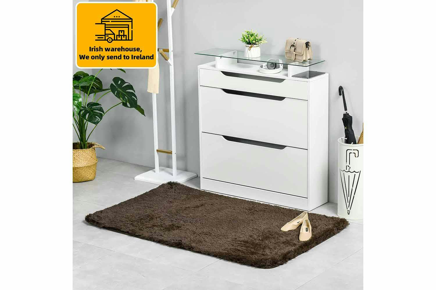 Homcom | Dining Room Fluffy Rug | Brown | 90 x 150 cm-2
