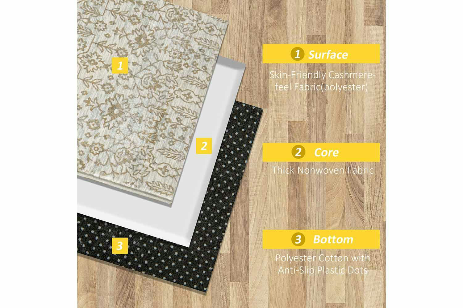 Homcom | Dining Room Floral Boho Area Rug | Beige | 80 x 150 cm-4