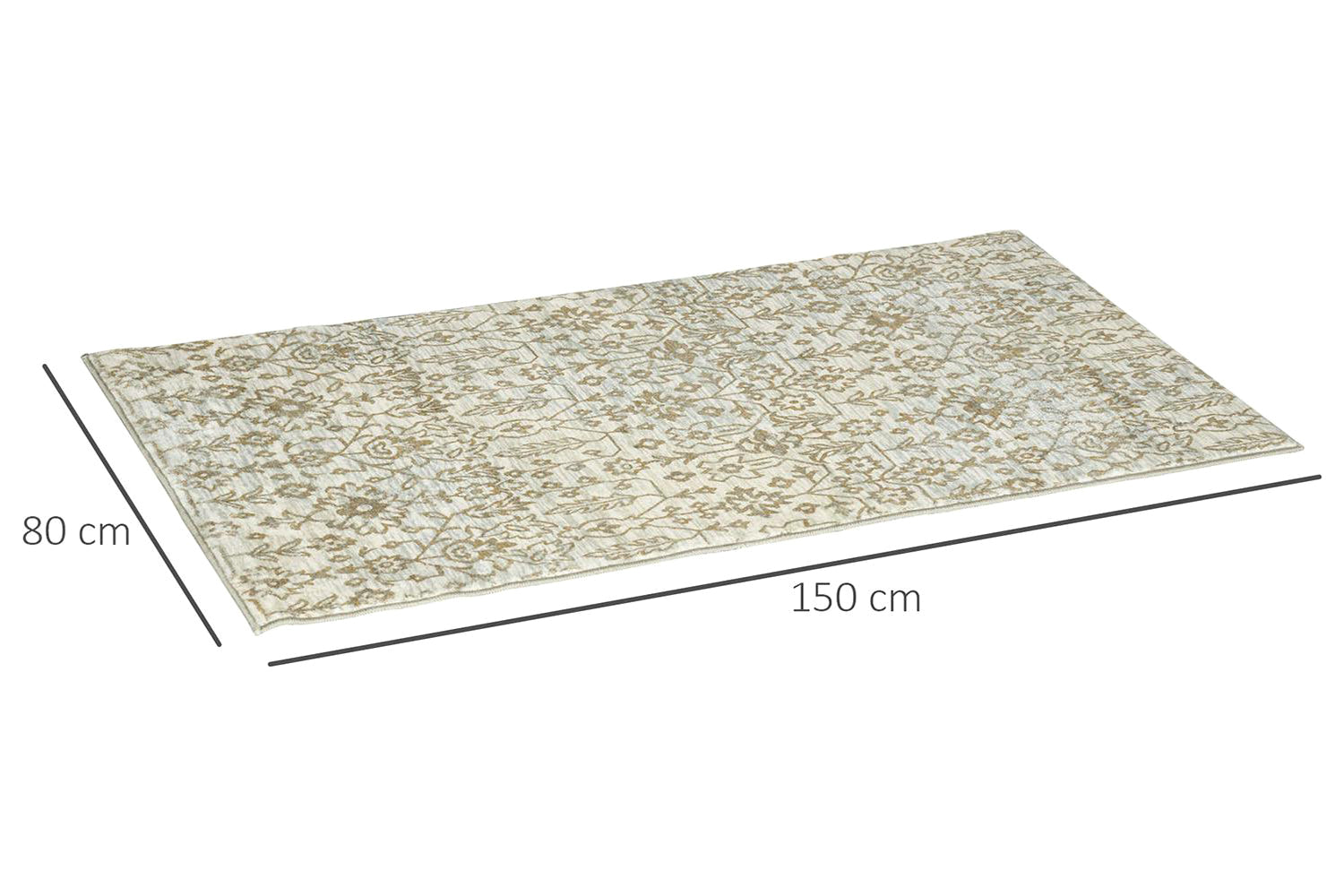 Homcom | Dining Room Floral Boho Area Rug | Beige | 80 x 150 cm-5