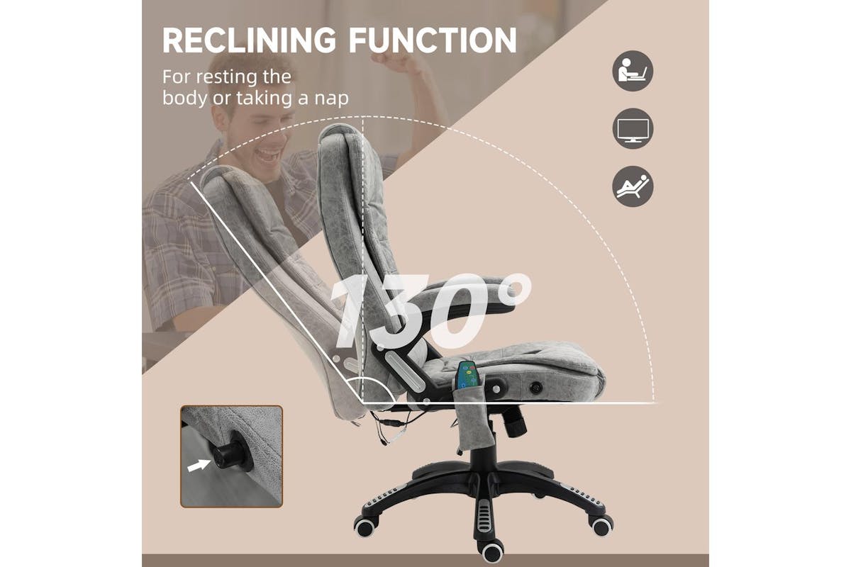 Vinsetto Heated Massage Recliner Office Chair-6