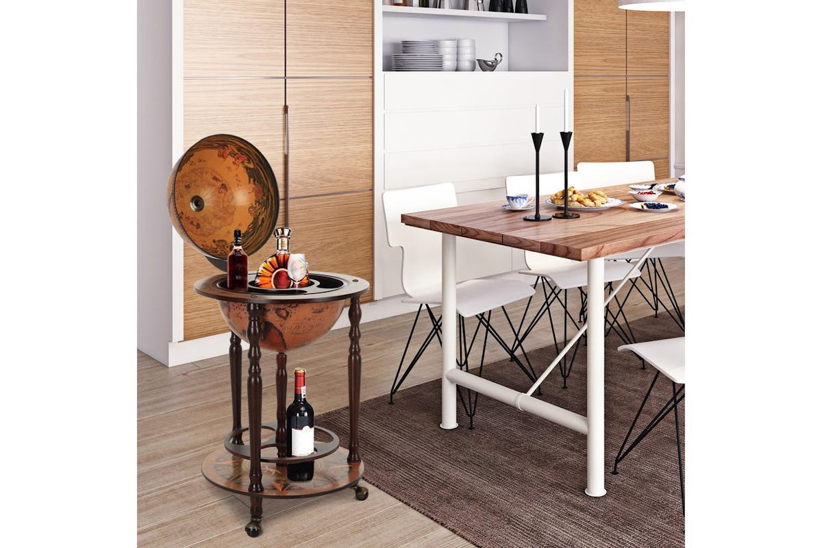Homcom Globetrotter Mini Trolley Bar Cabinet-2
