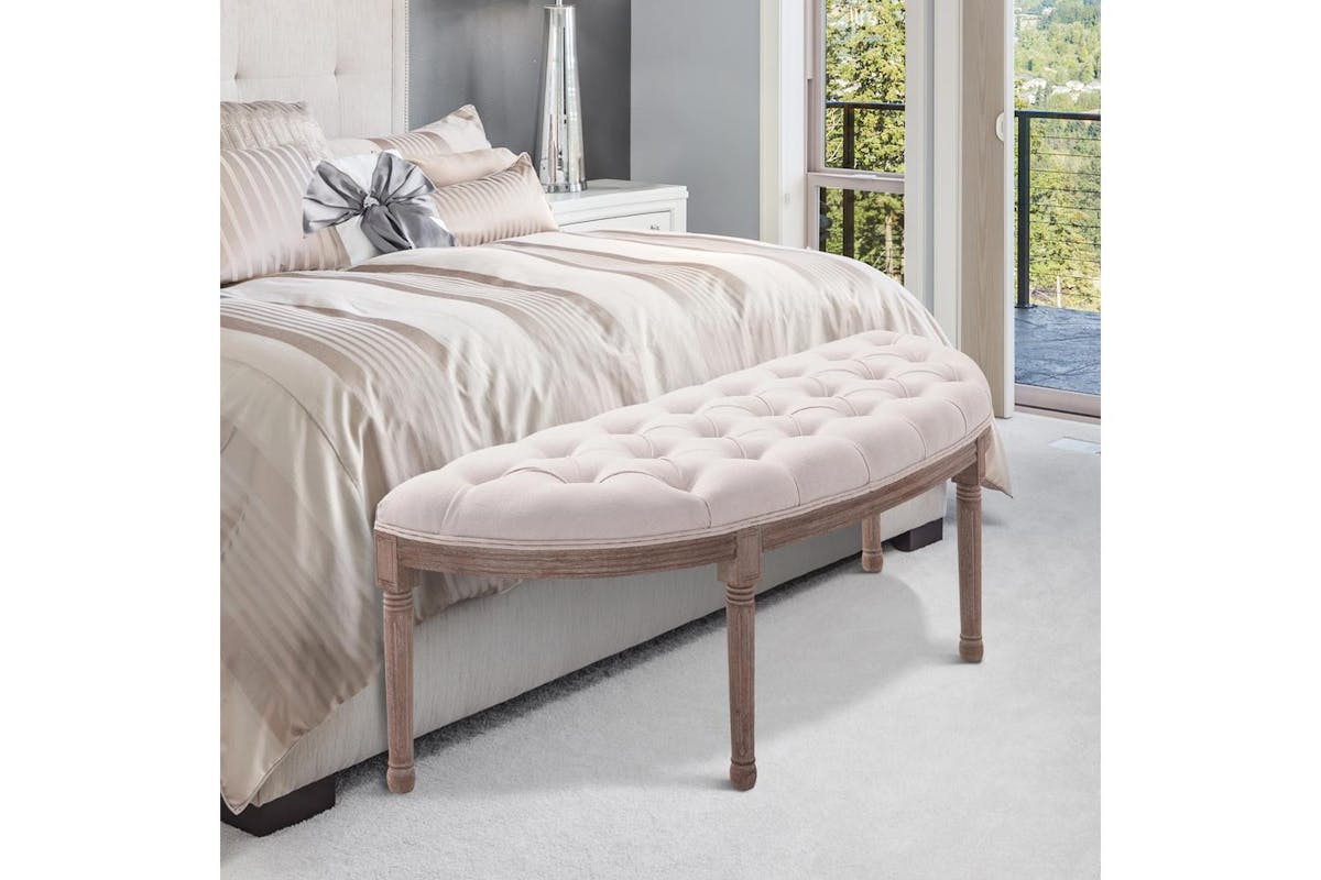 Homcom Tufted Half Circle Ottoman Bench-2