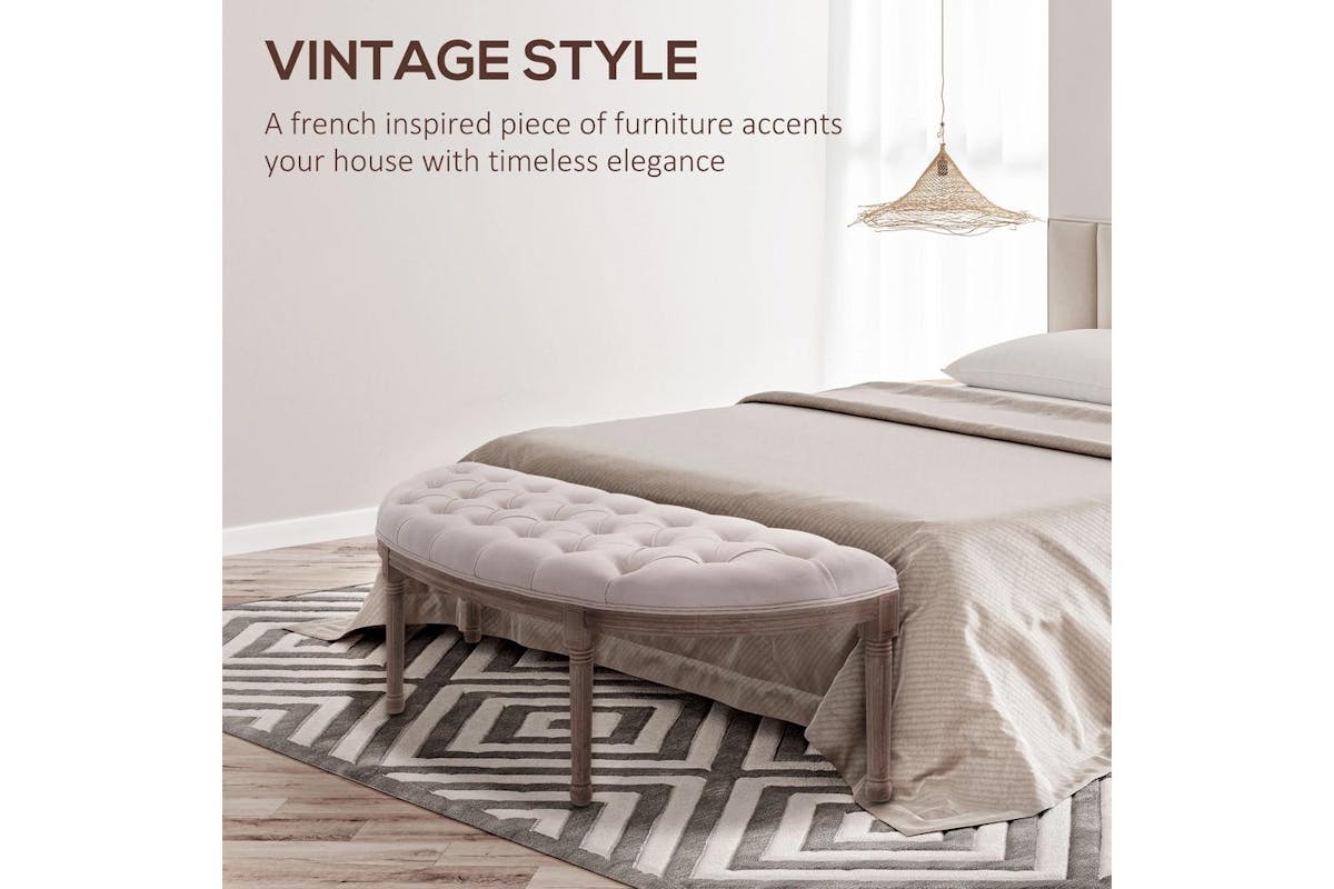 Homcom Tufted Half Circle Ottoman Bench-4
