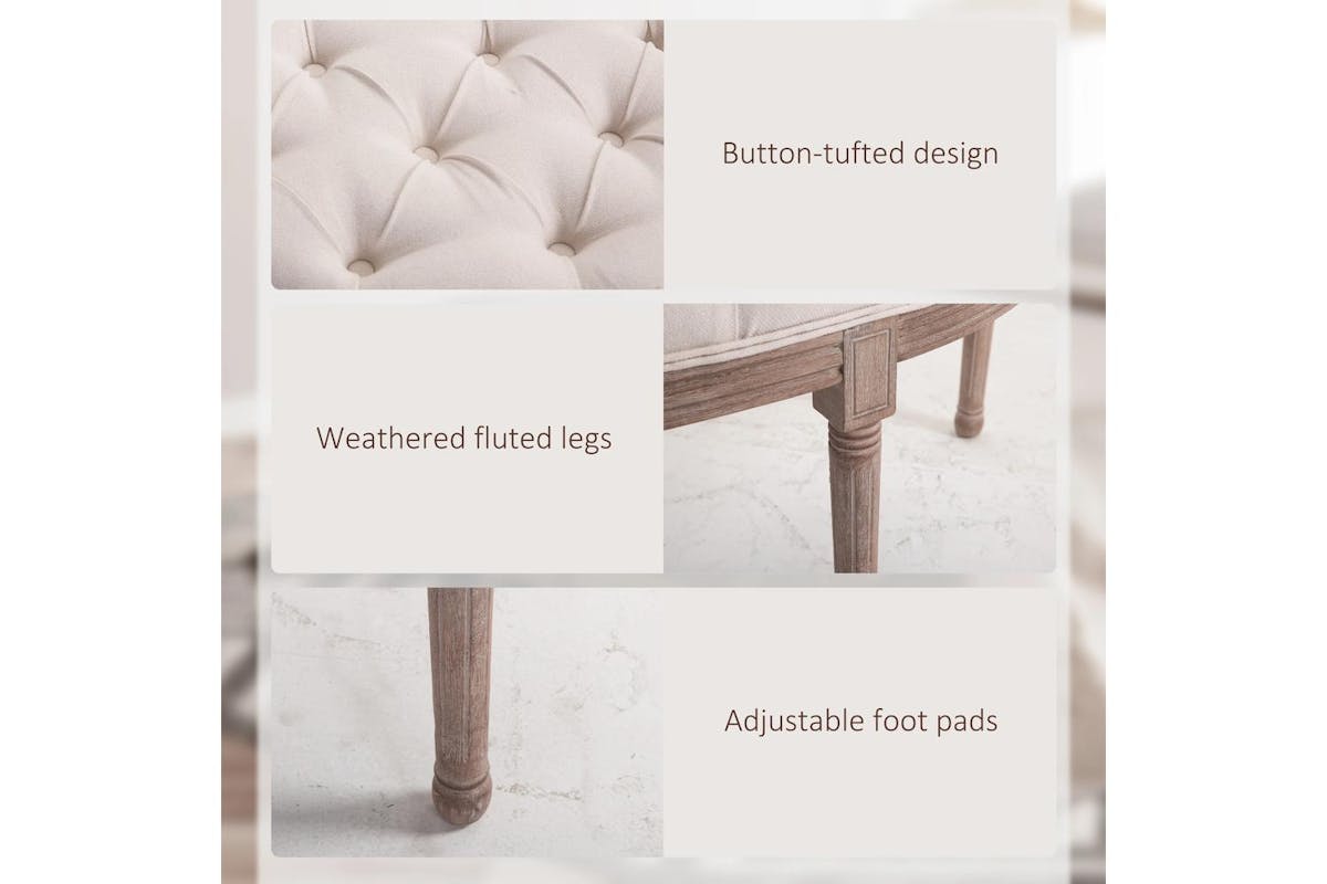 Homcom Tufted Half Circle Ottoman Bench-5