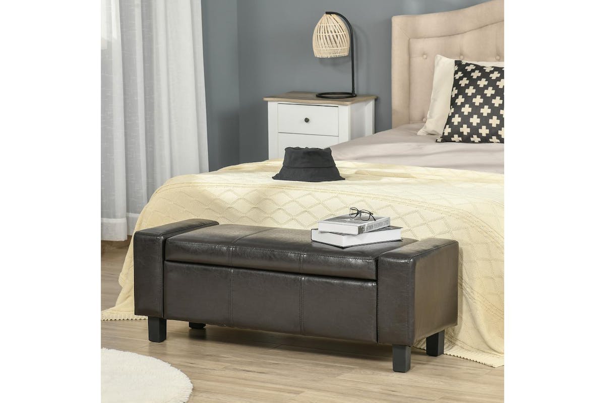 Homcom | 833-161v70 | Pu Leather Upholstered Flip Storage Ottoman-2