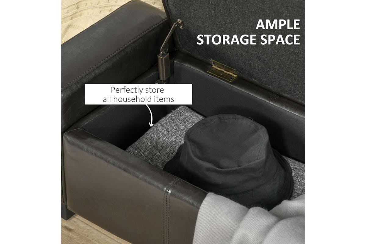 Homcom | 833-161v70 | Pu Leather Upholstered Flip Storage Ottoman-3
