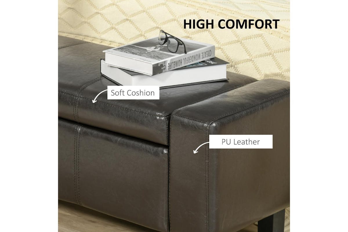 Homcom | 833-161v70 | Pu Leather Upholstered Flip Storage Ottoman-5