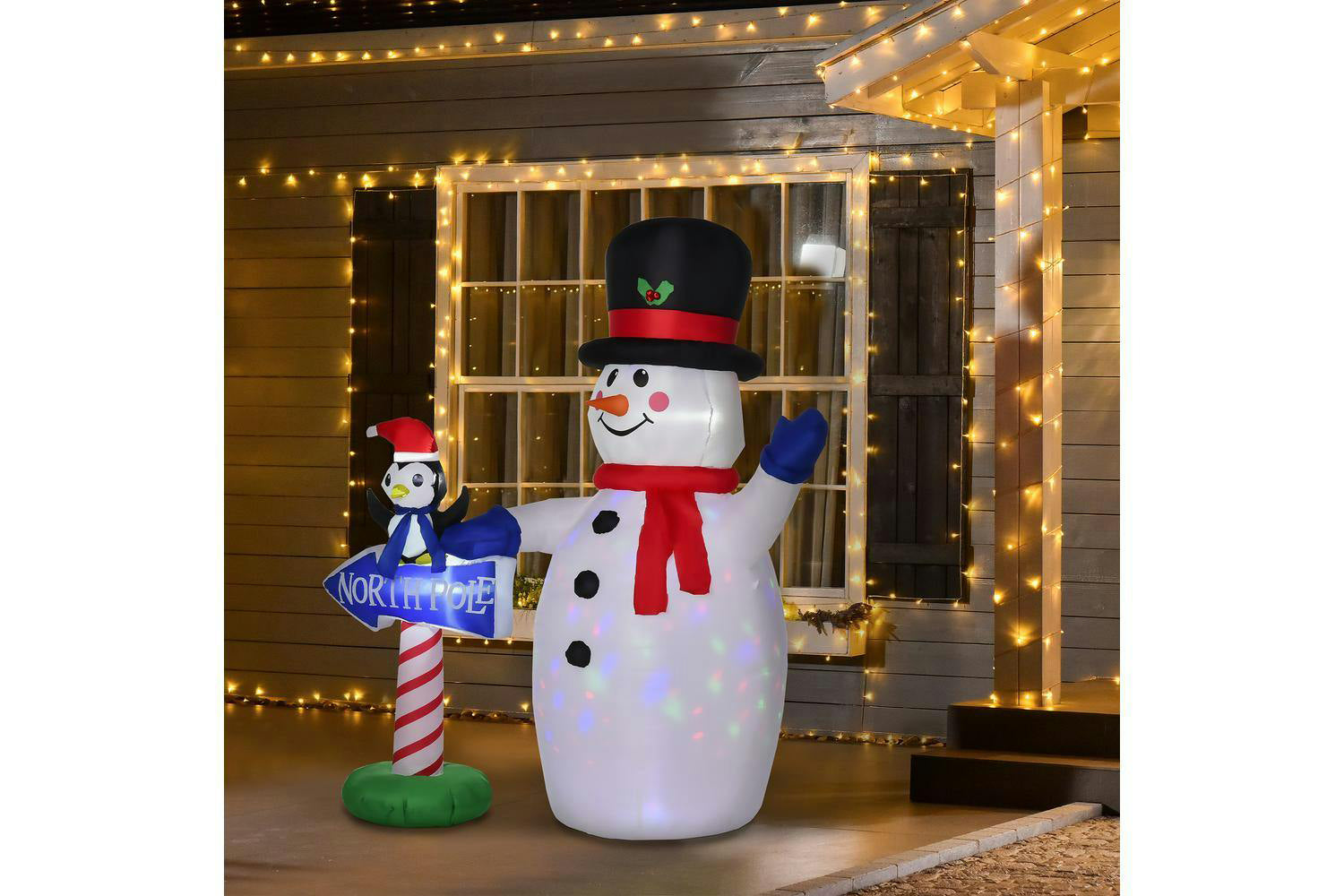 Homcom | Outdoor Led Christmas Decorations Inflatable Snowman and Penguin | 6ft-2
