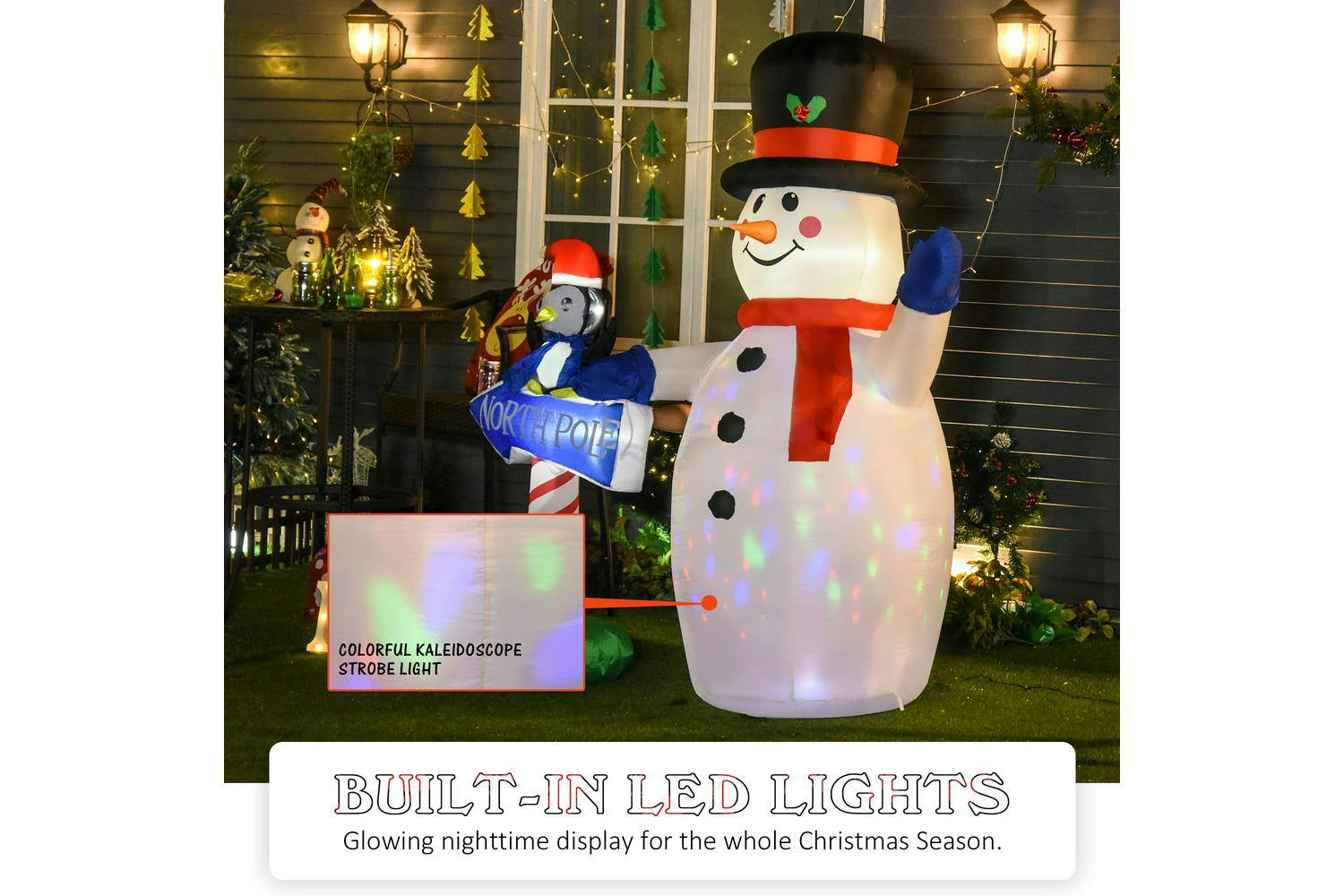 Homcom | Outdoor Led Christmas Decorations Inflatable Snowman and Penguin | 6ft-4