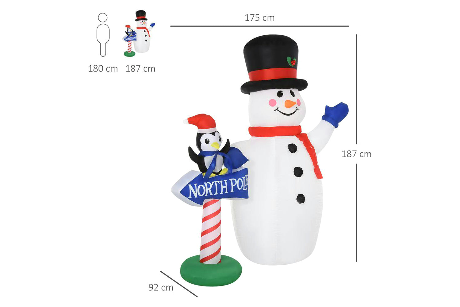 Homcom | Outdoor Led Christmas Decorations Inflatable Snowman and Penguin | 6ft-3