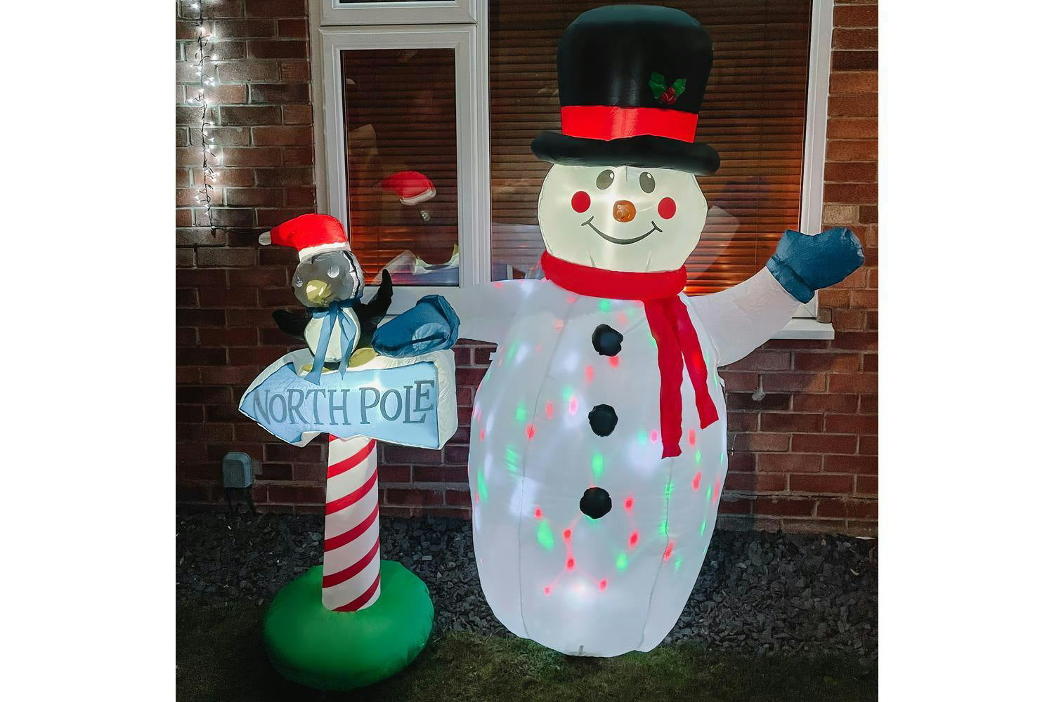 Homcom | Outdoor Led Christmas Decorations Inflatable Snowman and Penguin | 6ft-7