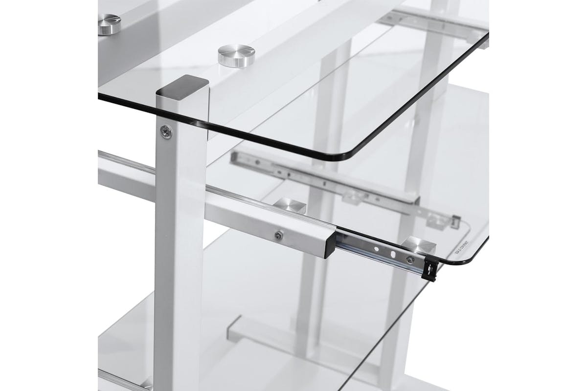 Homcom Mobile Glass Computer Desk-7