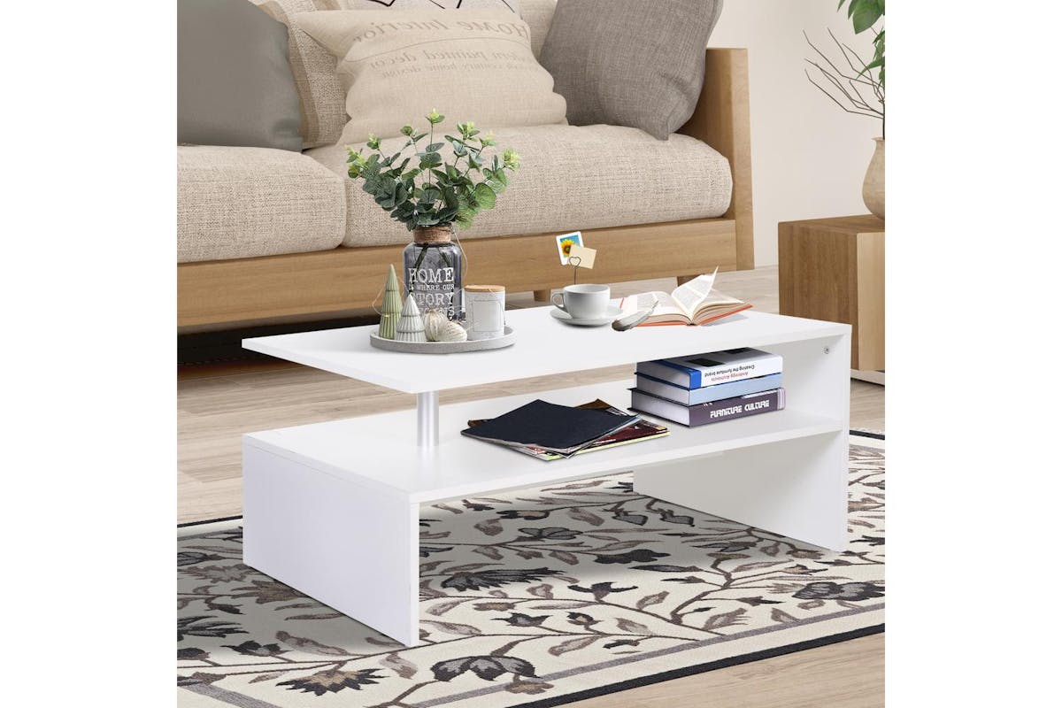 Homcom Stylish Contemporary 2-Tier Modern Coffee Table-2