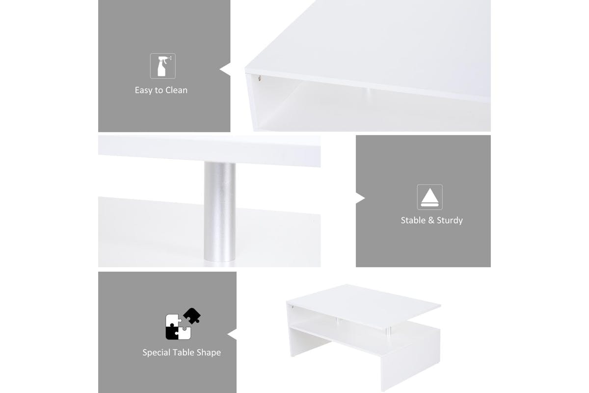 Homcom Stylish Contemporary 2-Tier Modern Coffee Table-3