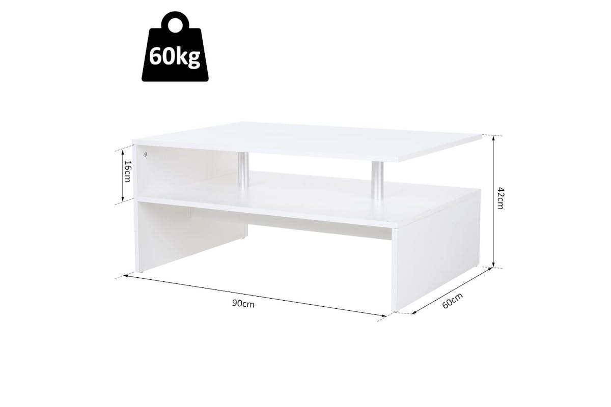Homcom Stylish Contemporary 2-Tier Modern Coffee Table-4