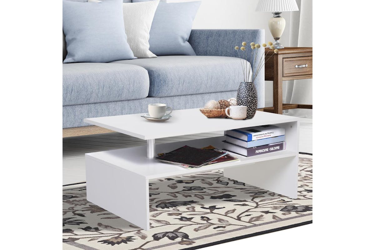 Homcom Stylish Contemporary 2-Tier Modern Coffee Table-6