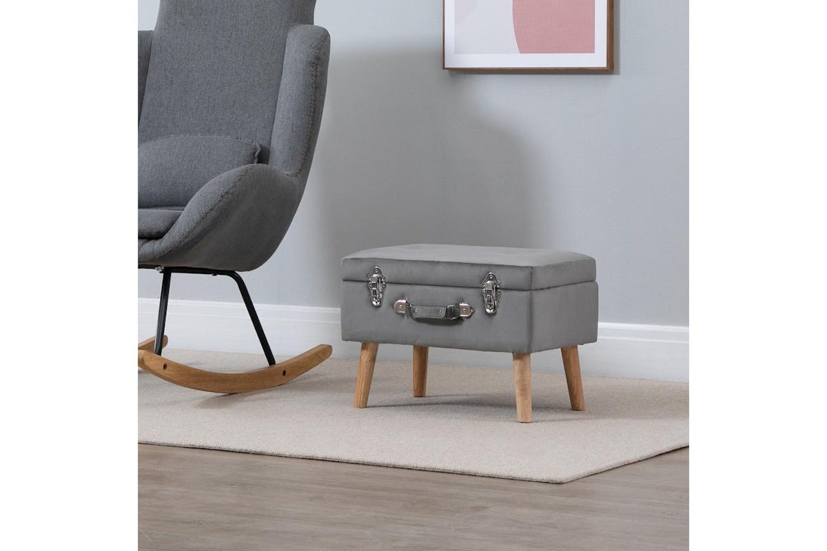 Homcom | 838-029 | Velvet Touch Suitcase Style Ottoman Storage Chest-2