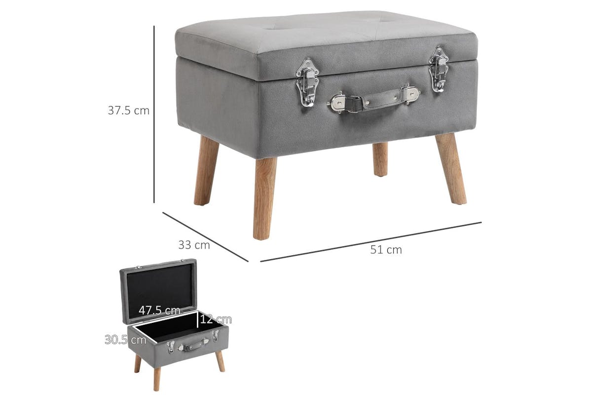 Homcom | 838-029 | Velvet Touch Suitcase Style Ottoman Storage Chest-4