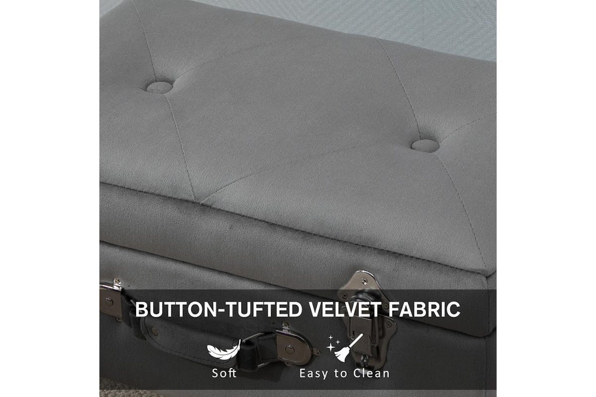 Homcom | 838-029 | Velvet Touch Suitcase Style Ottoman Storage Chest-5