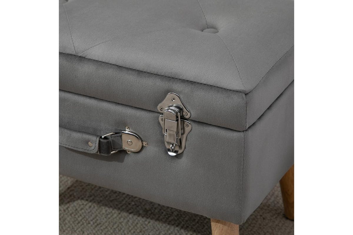 Homcom | 838-029 | Velvet Touch Suitcase Style Ottoman Storage Chest-8