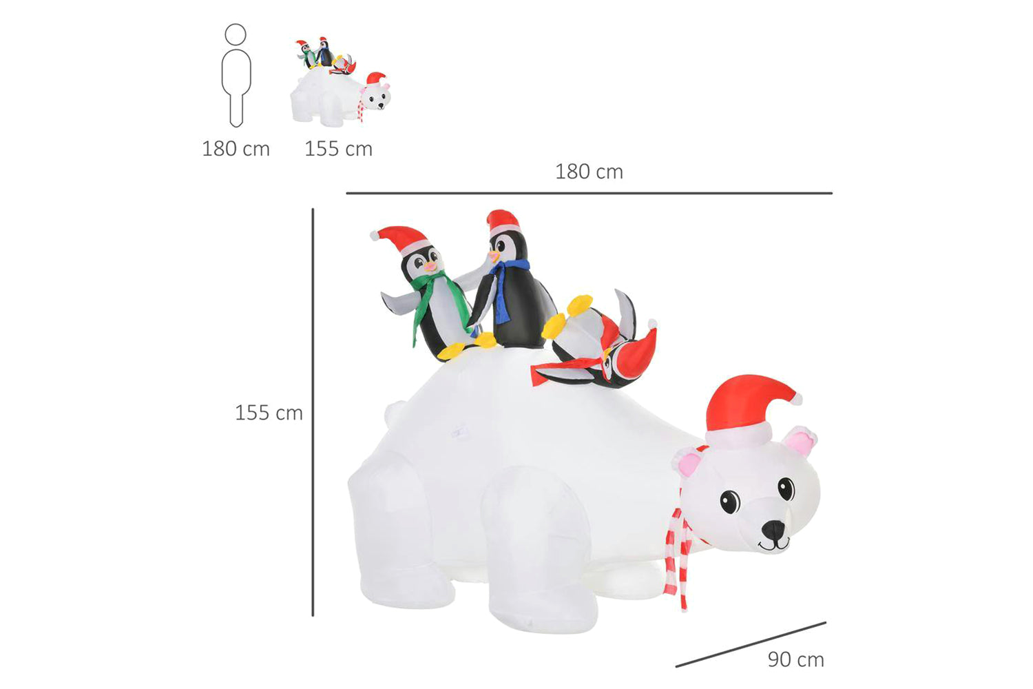 Homcom | Outdoor Christmas Inflatable Display with Penguins and Polar Bear | 5ft-3