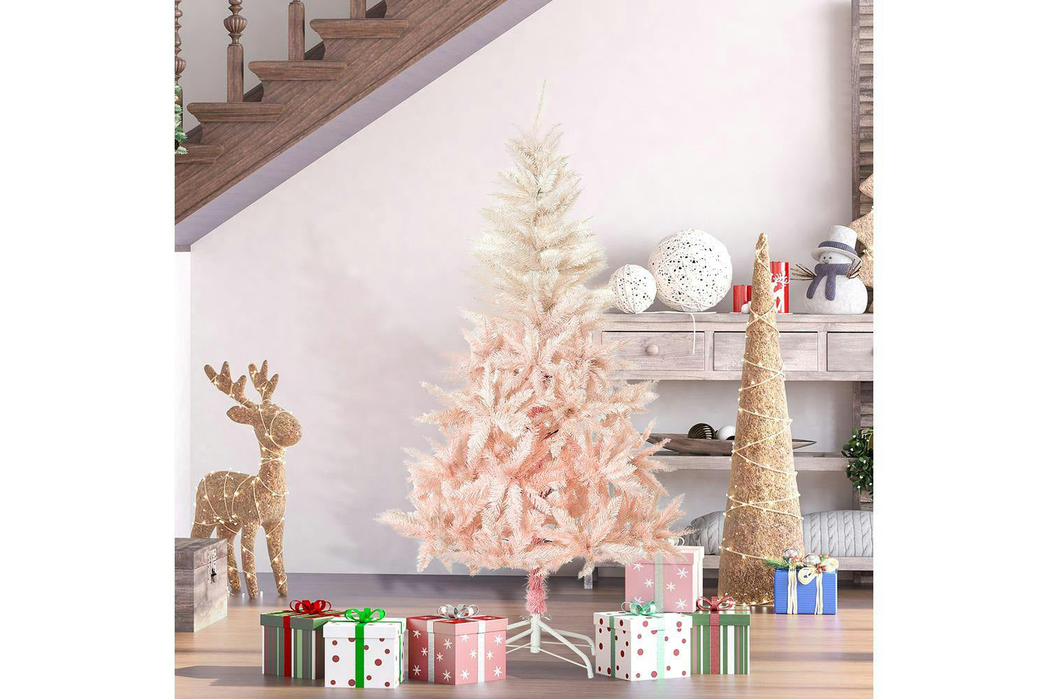 Homcom | Artificial Christmas Tree | Pink | 5ft-2