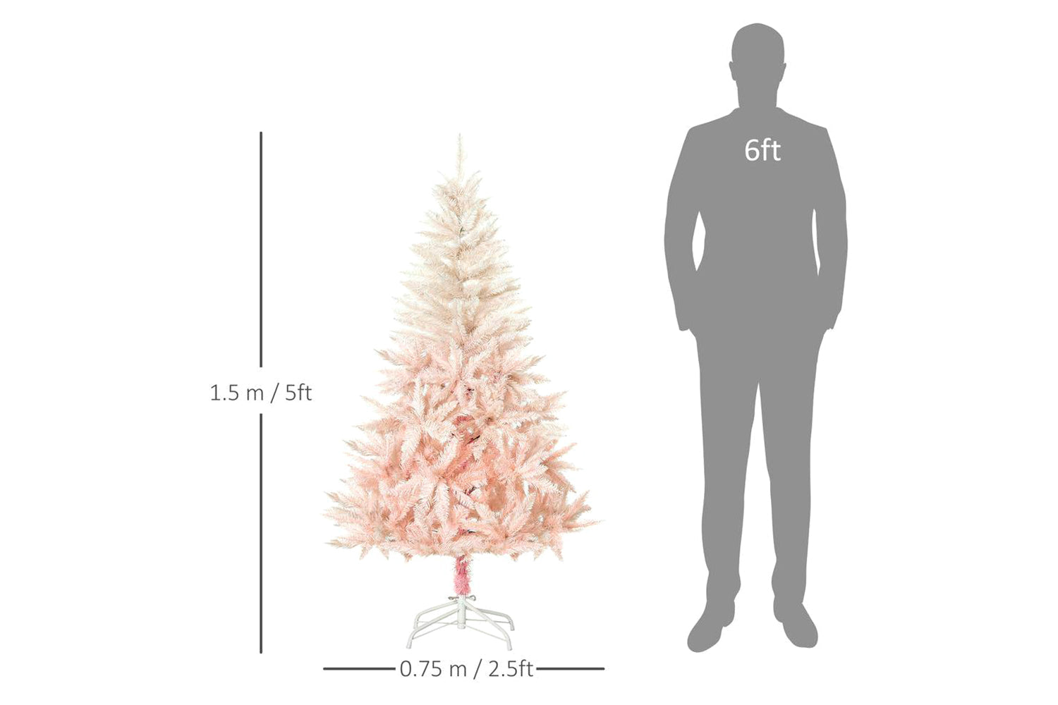 Homcom | Artificial Christmas Tree | Pink | 5ft-4