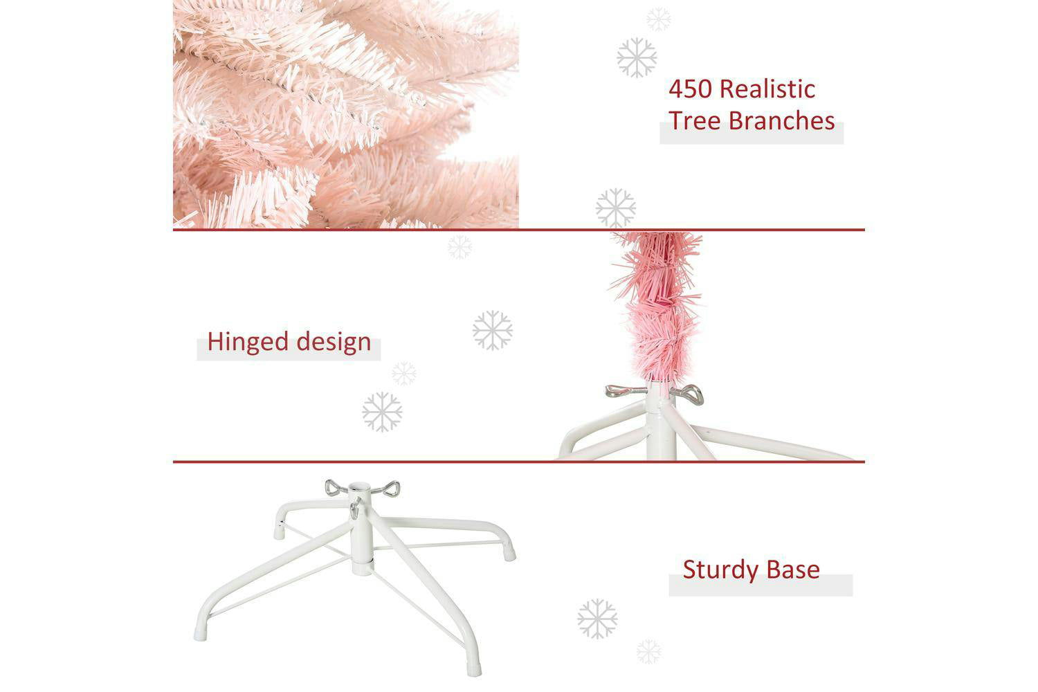 Homcom | Artificial Christmas Tree | Pink | 5ft-5