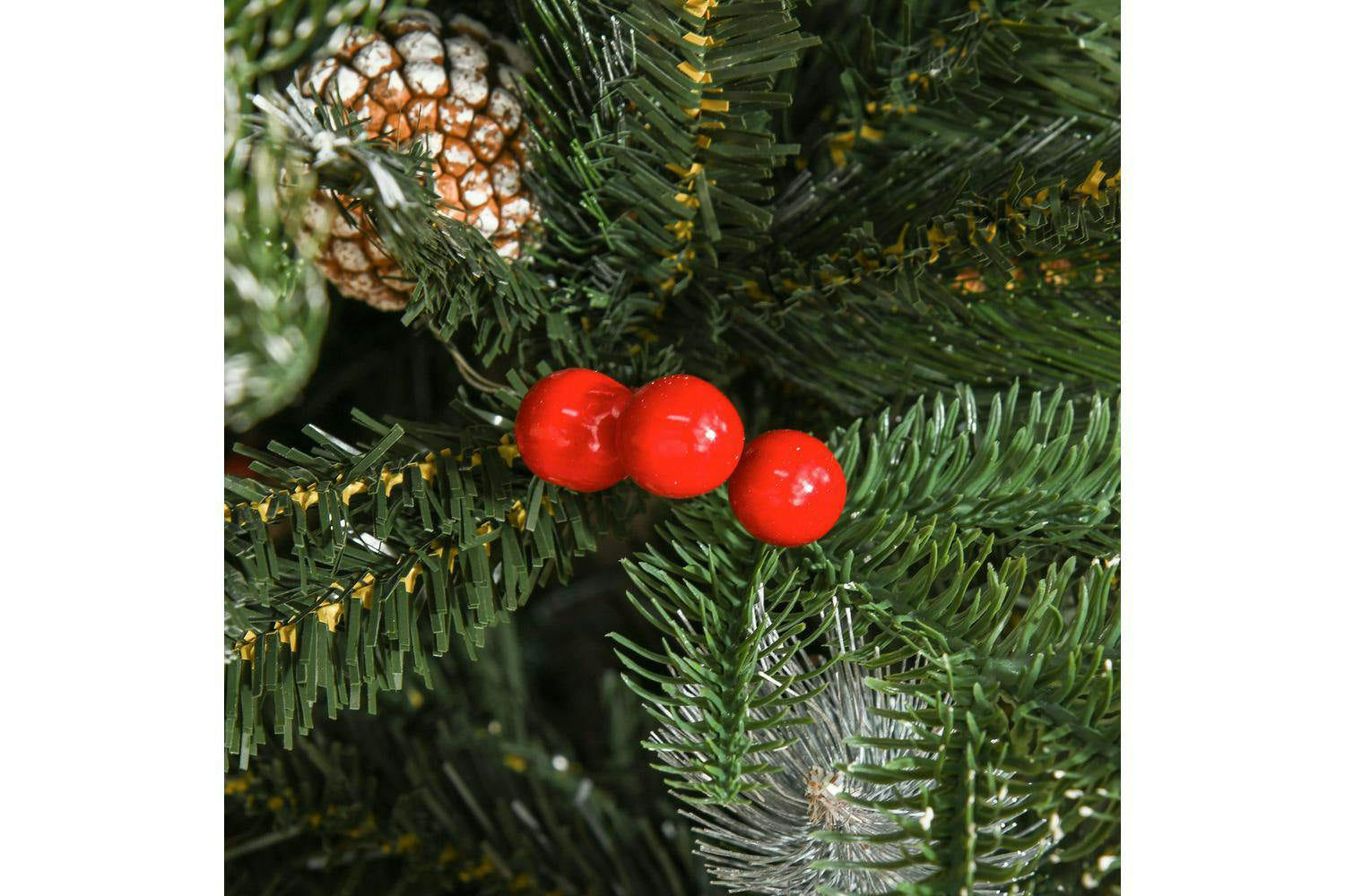 Homcom | Artificial Snow Dipped Christmas Tree with Pinecones and Berries | 5ft-8