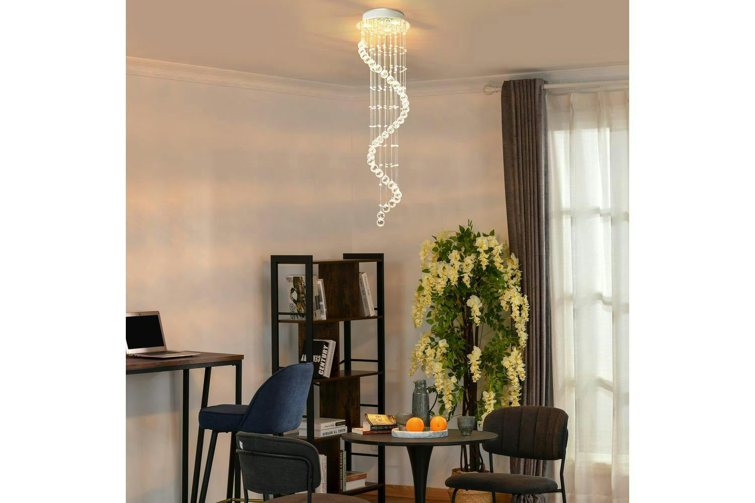 Homcom | Modern Crystal Chandelier | Silver/Clear-2