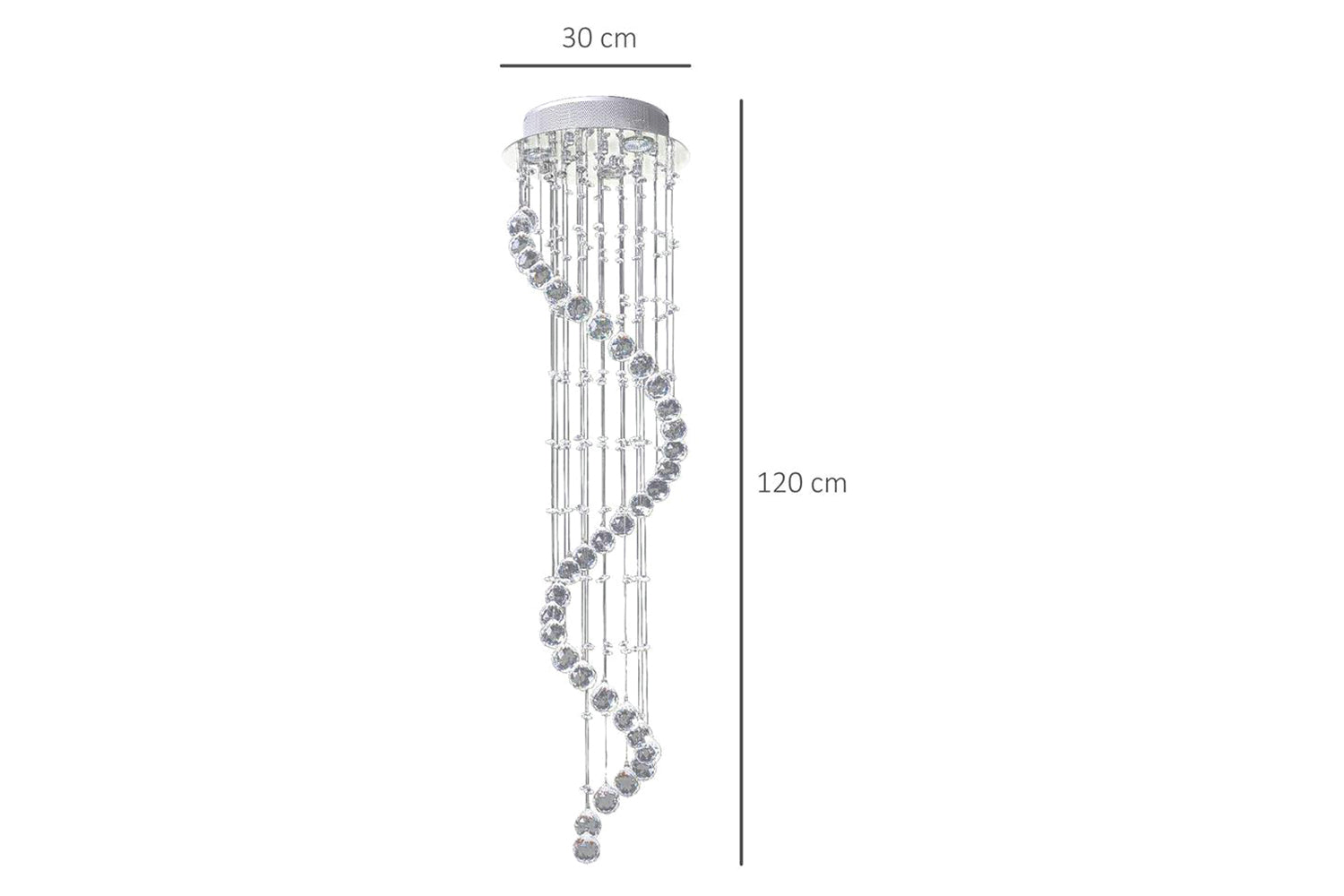 Homcom | Modern Crystal Chandelier | Silver/Clear-4