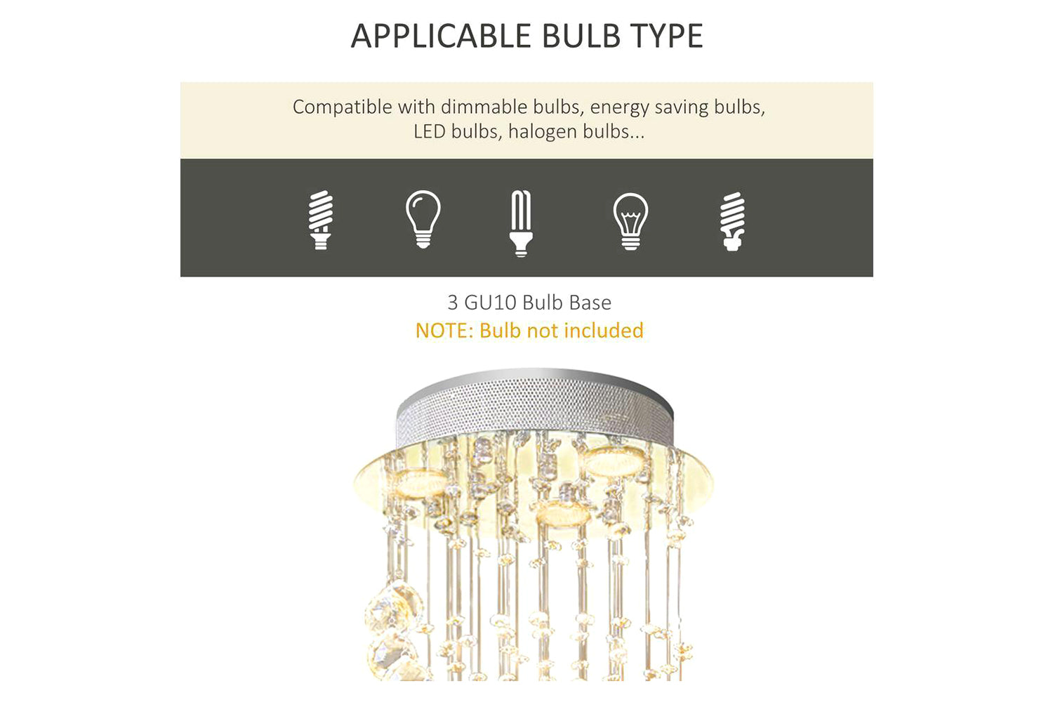 Homcom | Modern Crystal Chandelier | Silver/Clear-5