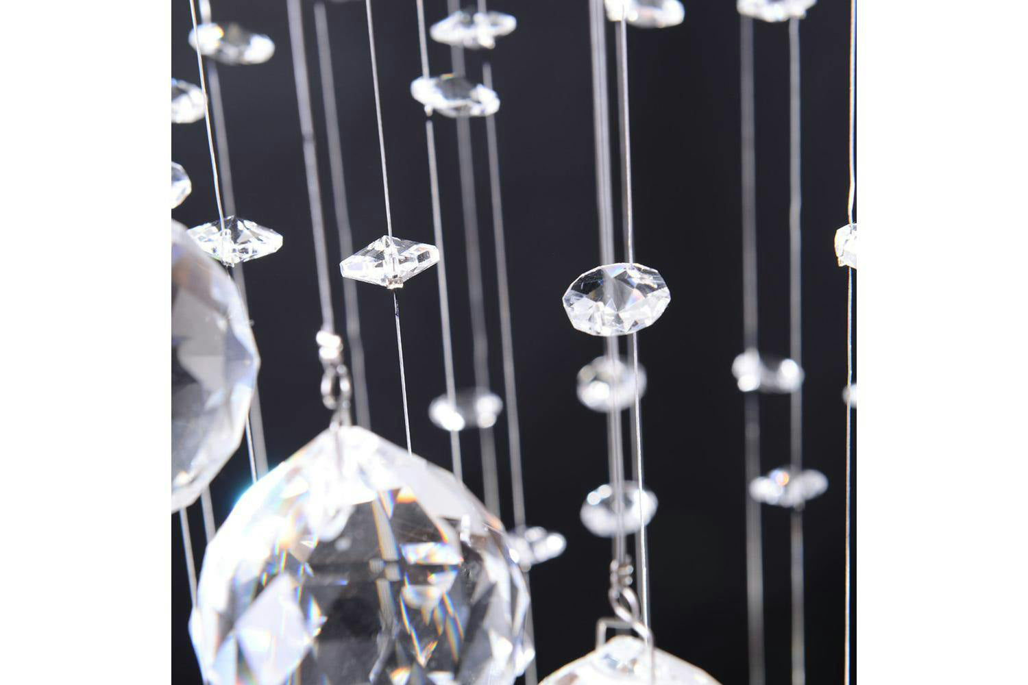 Homcom | Modern Crystal Chandelier | Silver/Clear-7