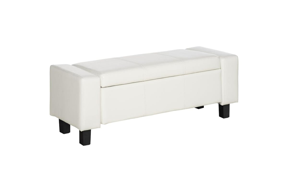 Homcom | 833-161wt | White Storage Bench Pu Leather Ottoman - Stylish And Versatile Furniture For Home Organizing