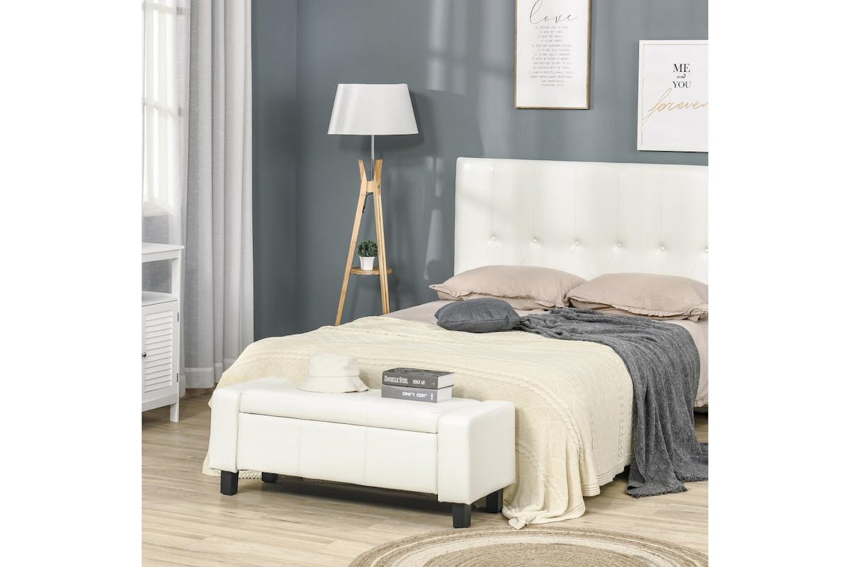 Homcom | 833-161wt | White Storage Bench Pu Leather Ottoman - Stylish And Versatile Furniture For Home Organizing-2