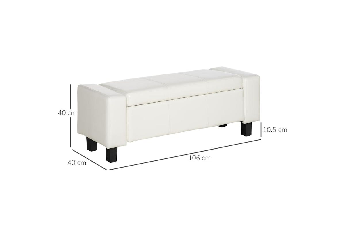 Homcom | 833-161wt | White Storage Bench Pu Leather Ottoman - Stylish And Versatile Furniture For Home Organizing-4