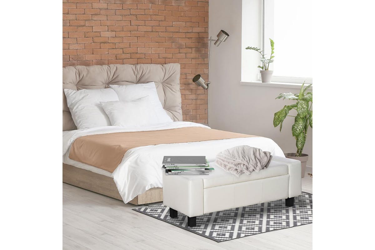 Homcom | 833-161wt | White Storage Bench Pu Leather Ottoman - Stylish And Versatile Furniture For Home Organizing-5