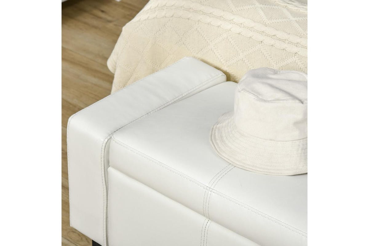 Homcom | 833-161wt | White Storage Bench Pu Leather Ottoman - Stylish And Versatile Furniture For Home Organizing-8