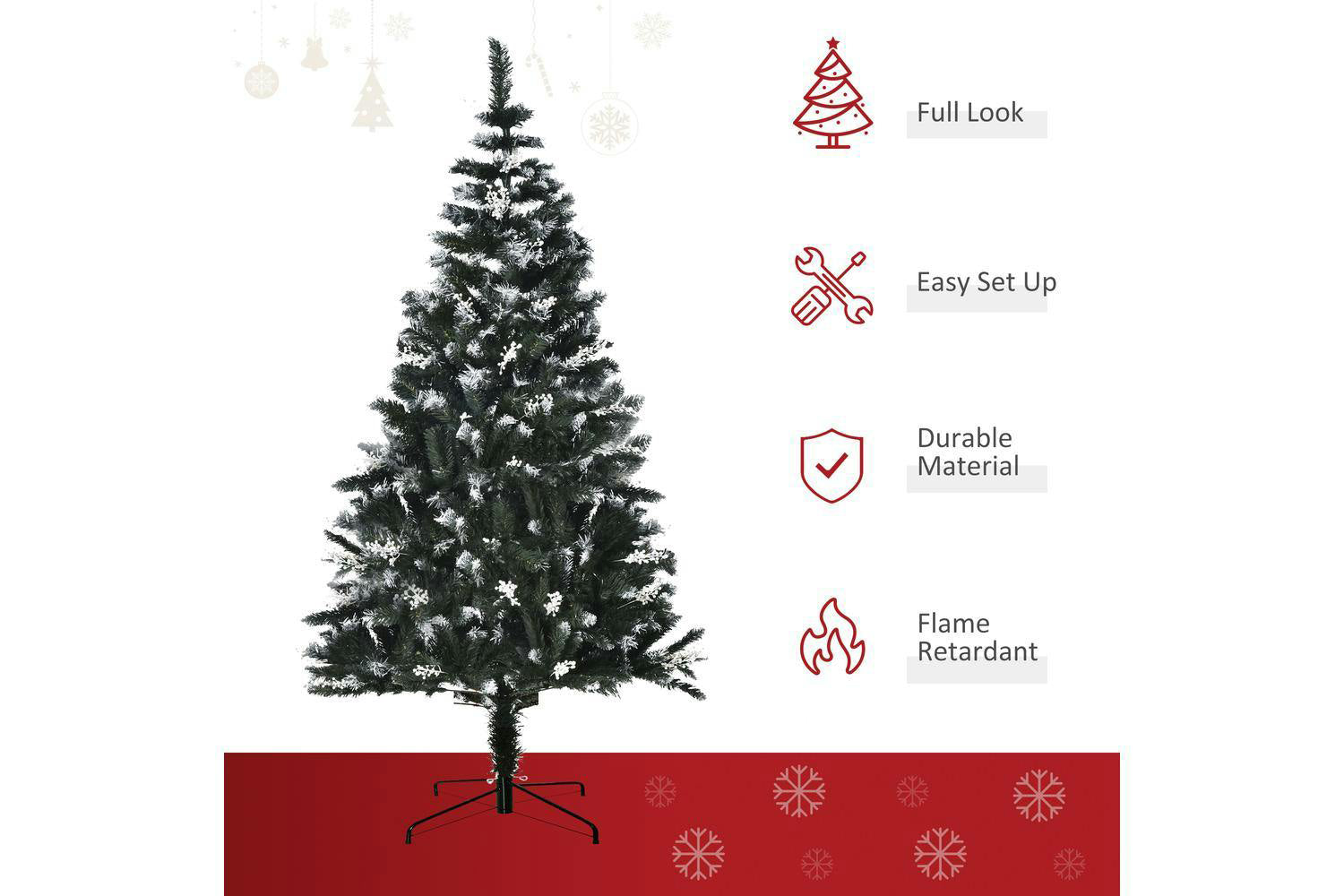 Homcom | Artificial Snow Dipped Christmas Tree | 6ft-3