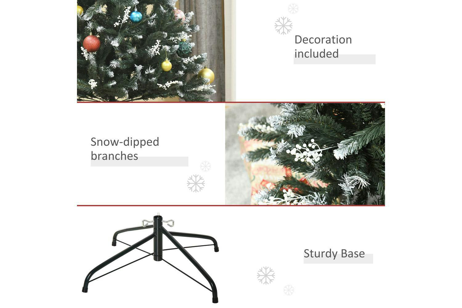 Homcom | Artificial Snow Dipped Christmas Tree | 6ft-6