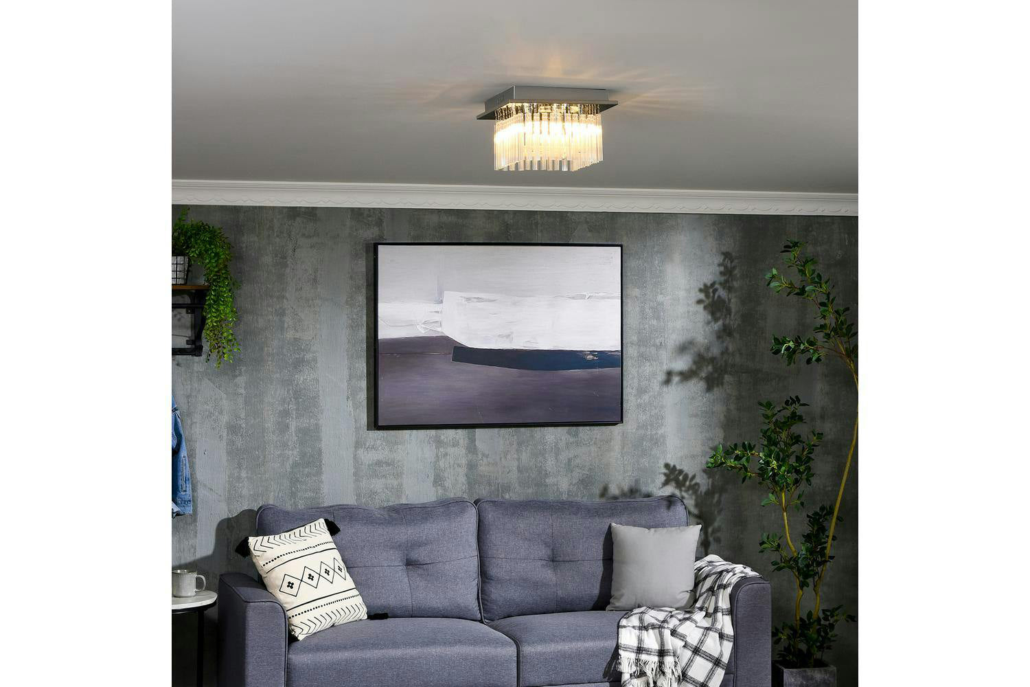 Homcom | Modern Raindrop K9 Crystal Ceiling Light | Silver/Clear-2