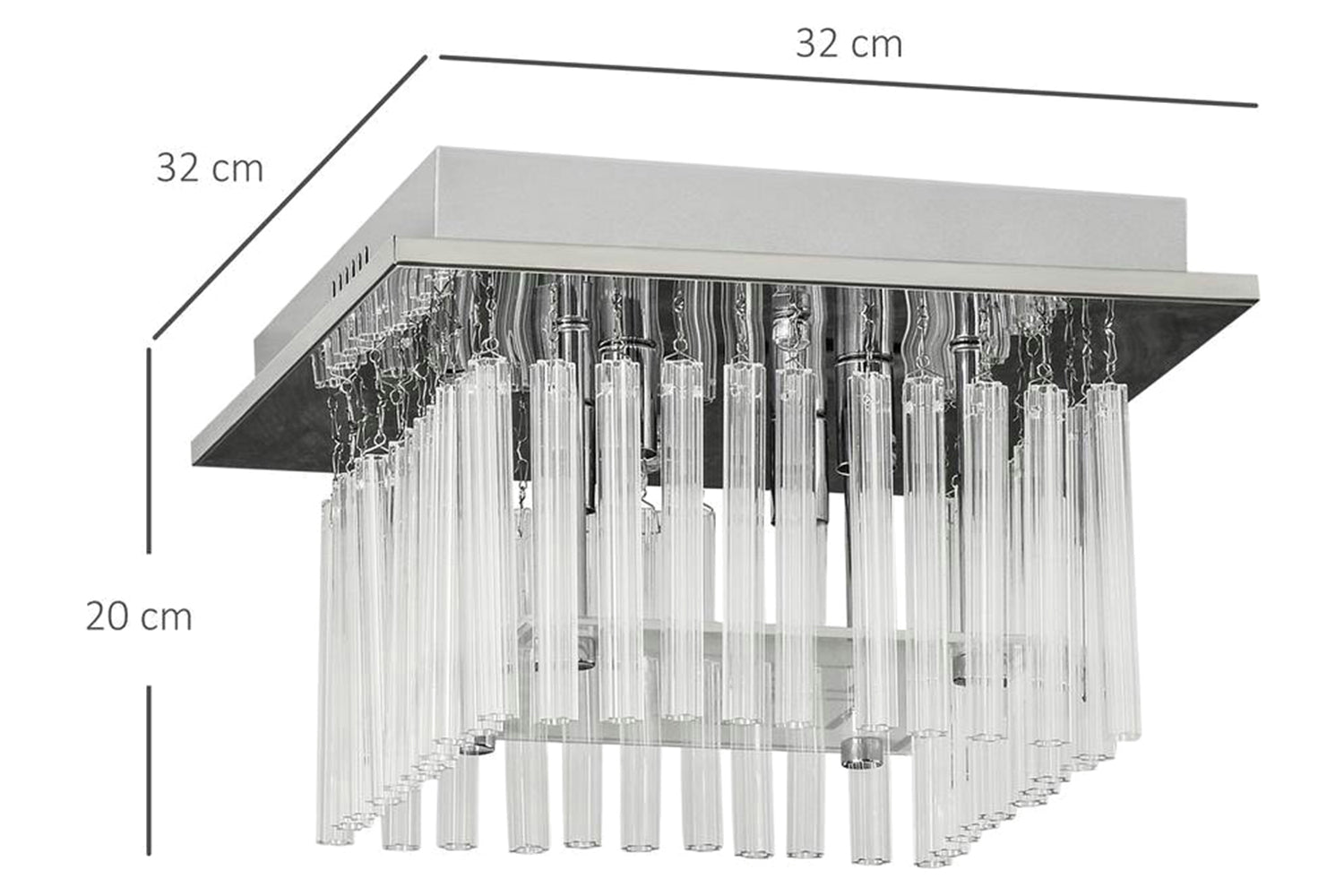 Homcom | Modern Raindrop K9 Crystal Ceiling Light | Silver/Clear-3