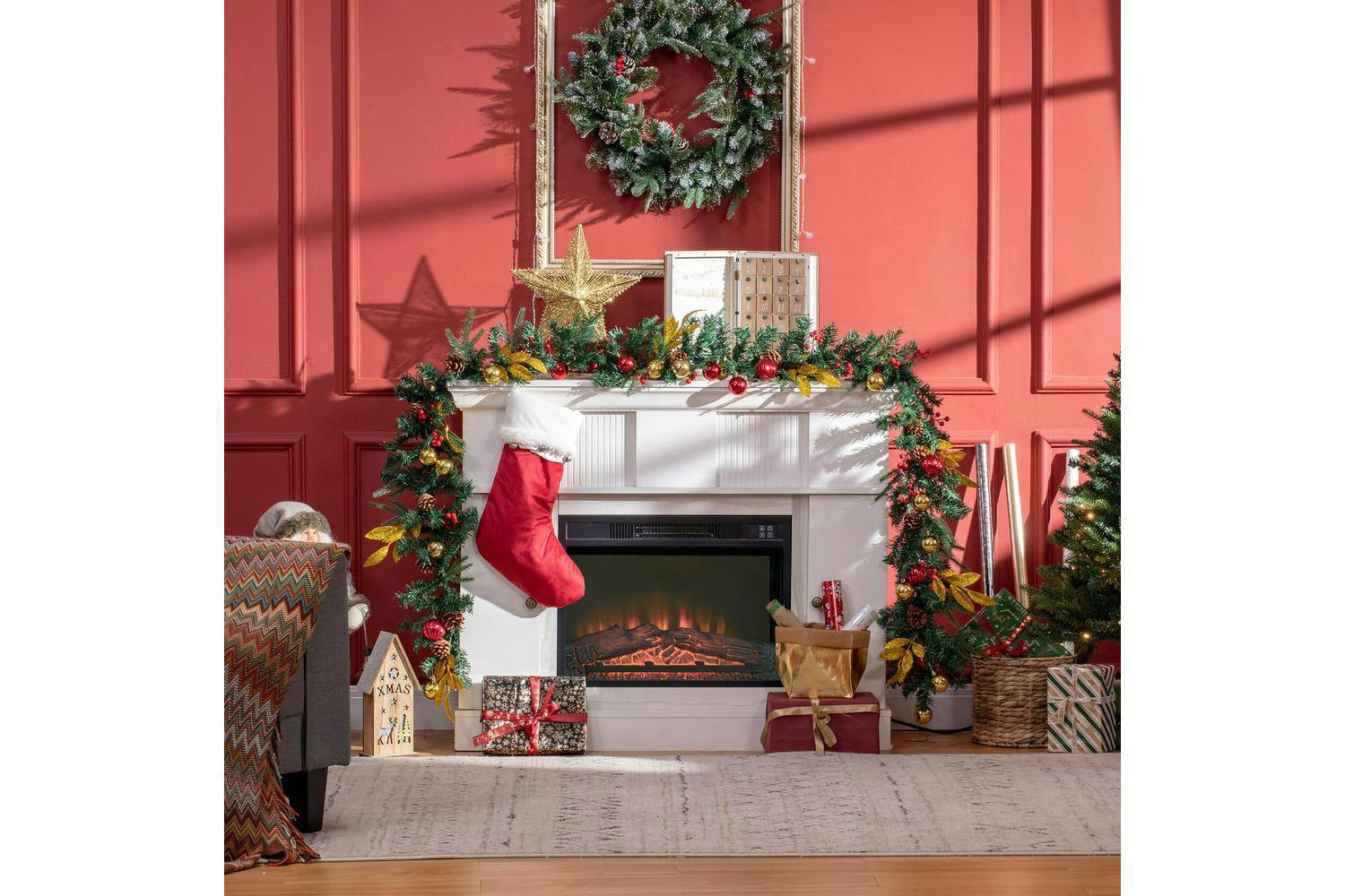 Homcom | Non-lit Decorated Christmas Garland | 270 cm-2
