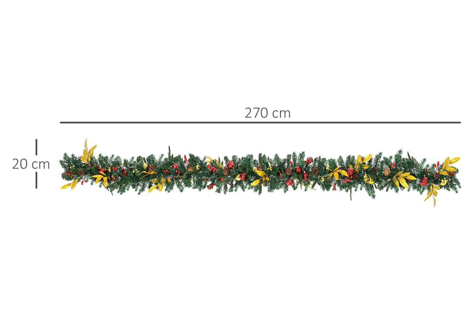 Homcom | Non-lit Decorated Christmas Garland | 270 cm-3