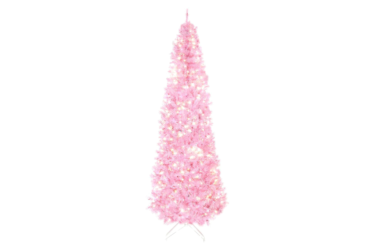 Homcom | Prelit Pencil Slim Christmas Tree | Pink | 6ft
